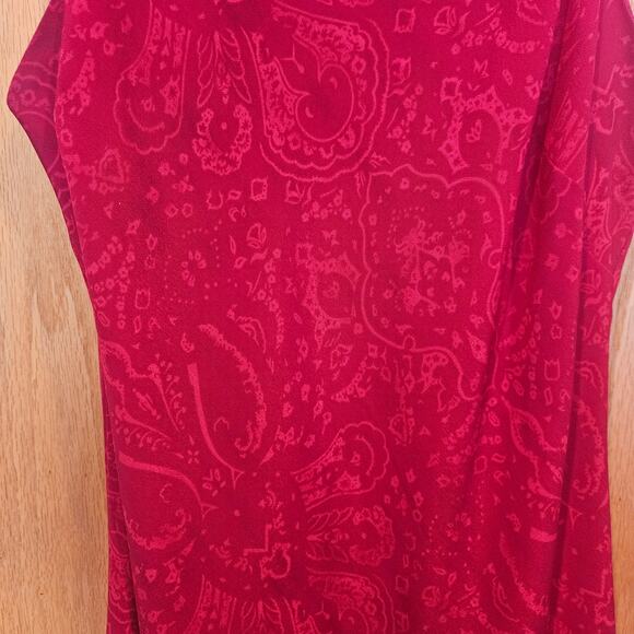 Vintage Red Paisley Slip Dress Y2K Strappy Maxi, Boho Festival Style Size 11 - Picture 3 of 10